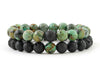 Natural african turquoise and black volcano rock duo bracelets