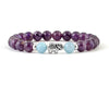 Natural amethyst and aquamarine bracelet with silver elephant bead for girl