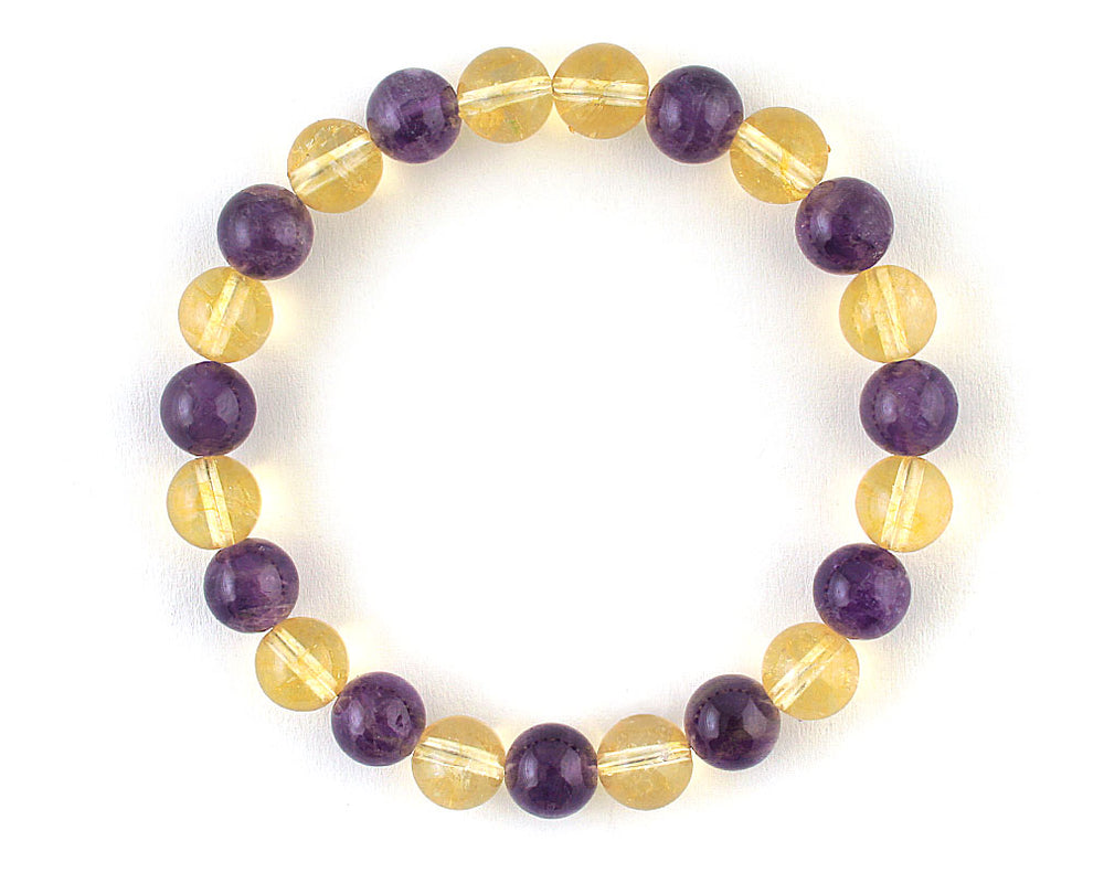 Genuine Natural Purple Amethyst Beaded Bracelet – www.