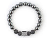 Personalized bracelet with hematite and black onyx beads for mens