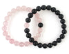 Rose quartz and black matte onyx couple bracelets