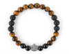 Crown bracelet with tiger eye beads