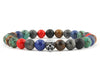 Skull men bracelet with tiger eye, lapis lazuli, african turquoise, coral, labradorite beads