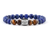 Tiger eye and lapis lazuli personalized couple bracelets