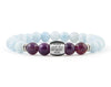 Women’s engraved bracelet with aquamarine and amethyst beads