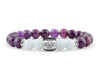 Women’s personalized bracelet with amethyst and aquamarine beads