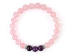 Women’s rose quartz bracelet with amethyst beads